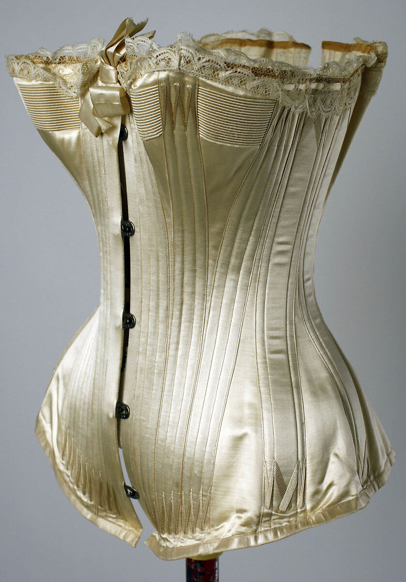 Corset, silk, cotton, metal, American