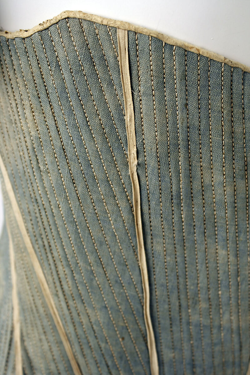 Corset, flax, cotton, leather, wood, American