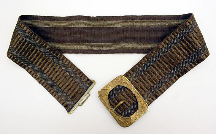 Belt, silk, cotton, metal, French