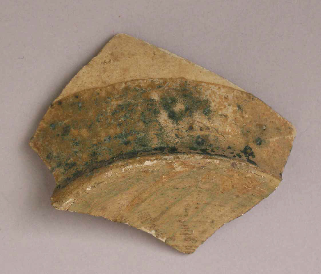 Glazed Ceramic Fragments: Splashed, Opacified White, and Green Glazed, Earthenware; glazed 