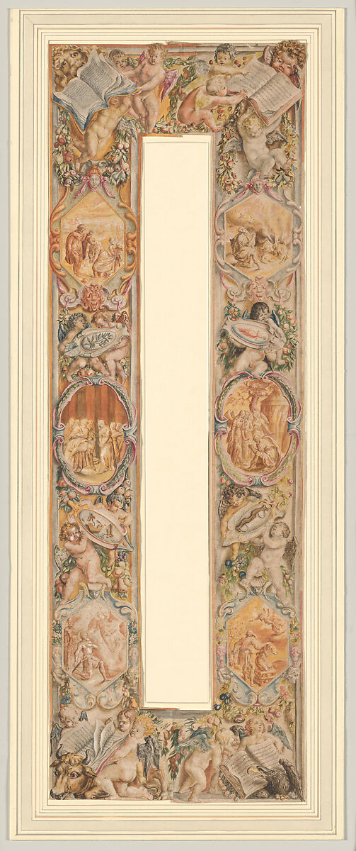 Border Designs for the Mortlake "Acts of the Apostles" Tapestries, Franz Cleyn  German, Watercolor with white heightening, details in pen and ink and graphite