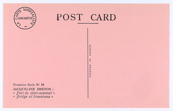 La carte surrealiste : première série, Georges Hugnet (French, Paris 1906–1974 Paris)