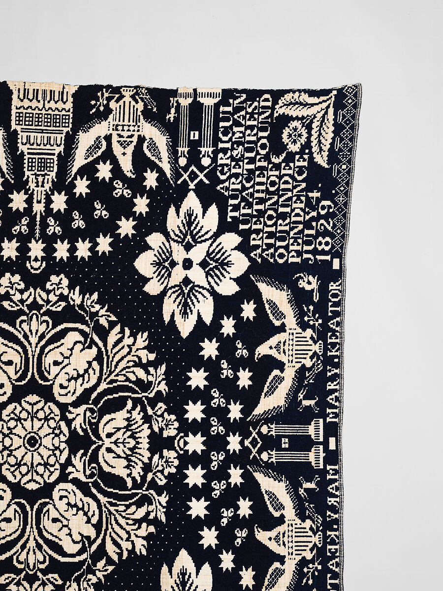 Coverlet, Unknown weaver, Wool and cotton, double cloth, American