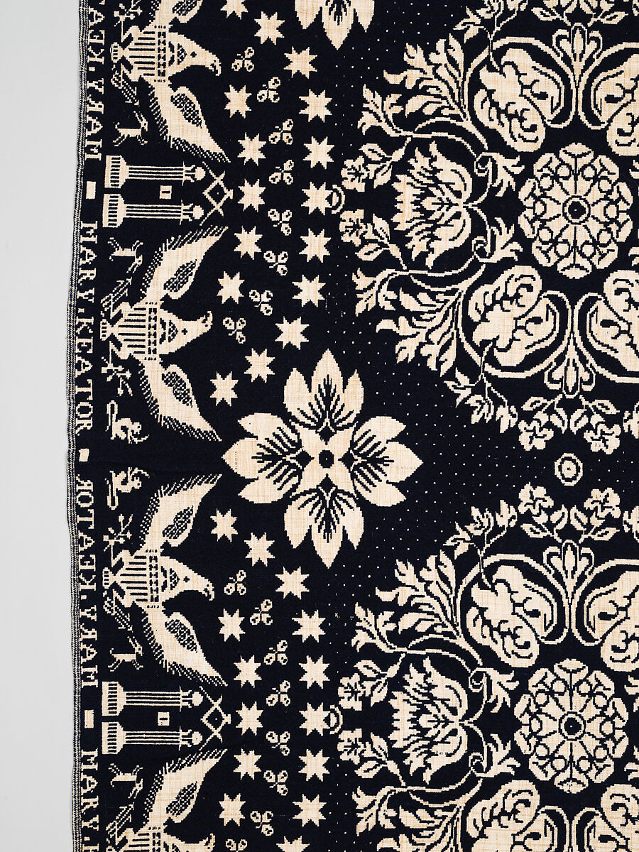 Coverlet, Unknown weaver, Wool and cotton, double cloth, American