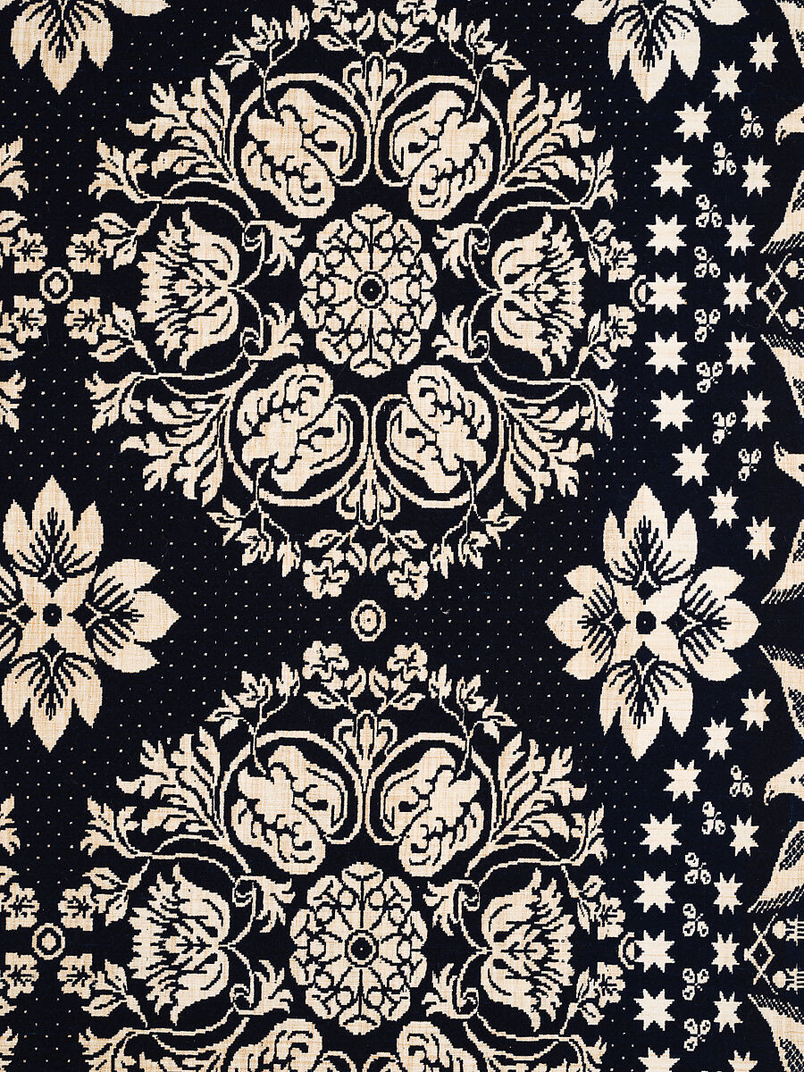 Coverlet, Unknown weaver, Wool and cotton, double cloth, American