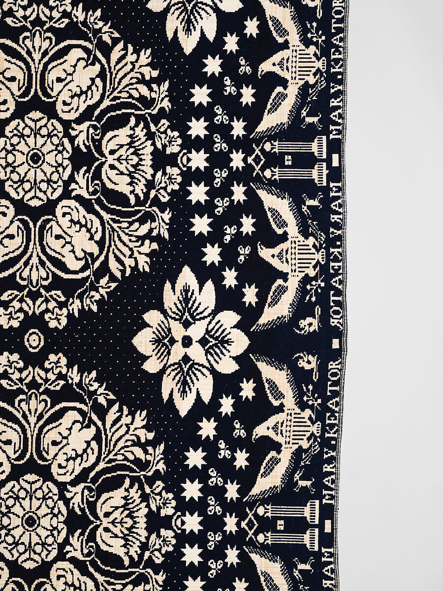 Coverlet, Unknown weaver, Wool and cotton, double cloth, American