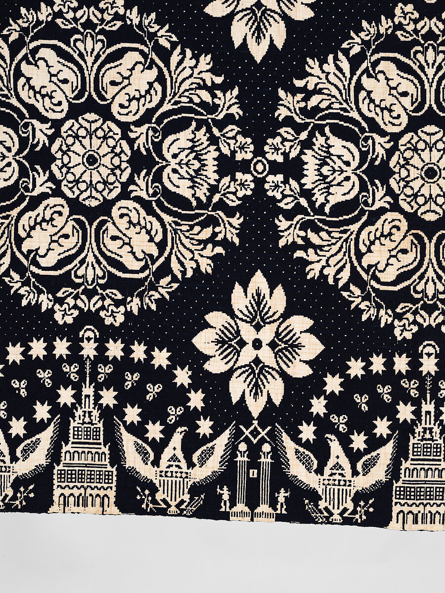 Coverlet, Unknown weaver, Wool and cotton, double cloth, American