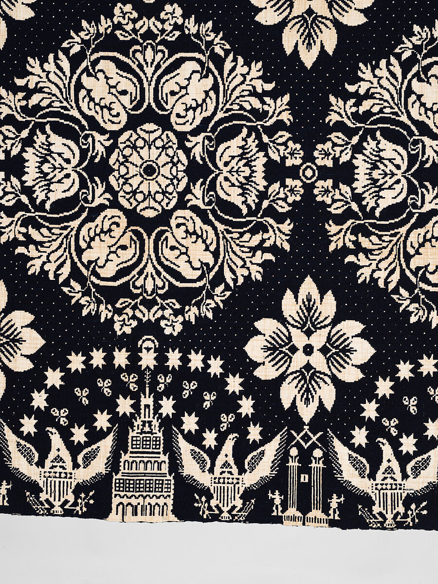 Coverlet, Unknown weaver, Wool and cotton, double cloth, American