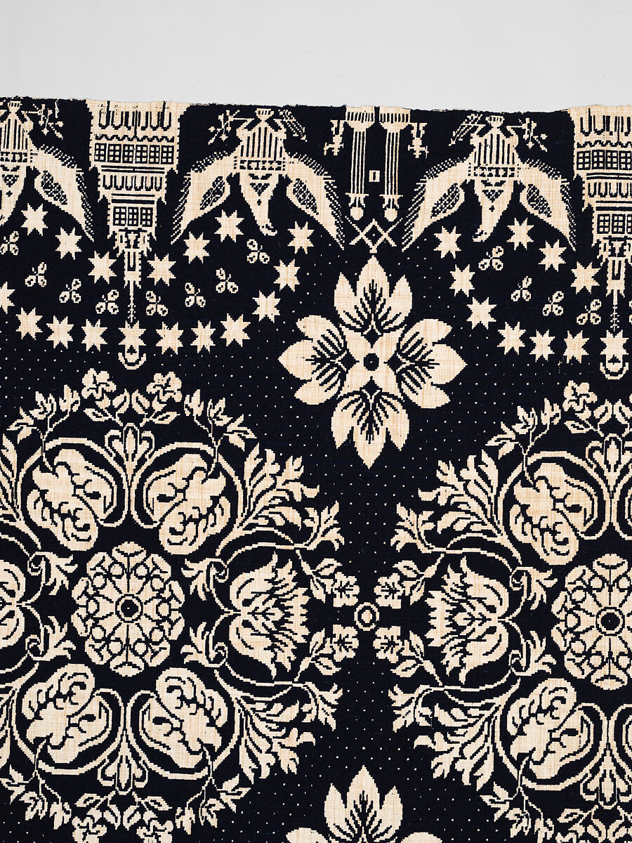 Coverlet, Unknown weaver, Wool and cotton, double cloth, American