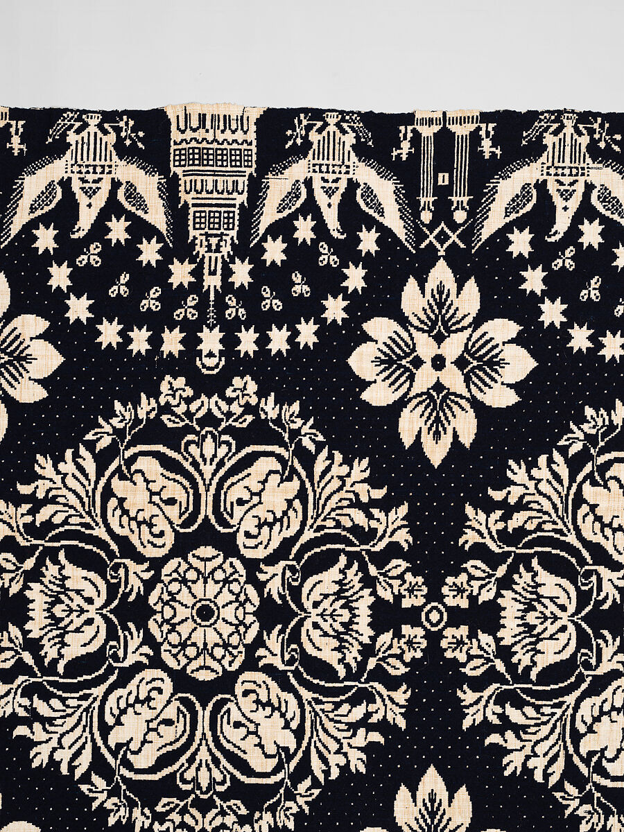 Coverlet, Unknown weaver, Wool and cotton, double cloth, American