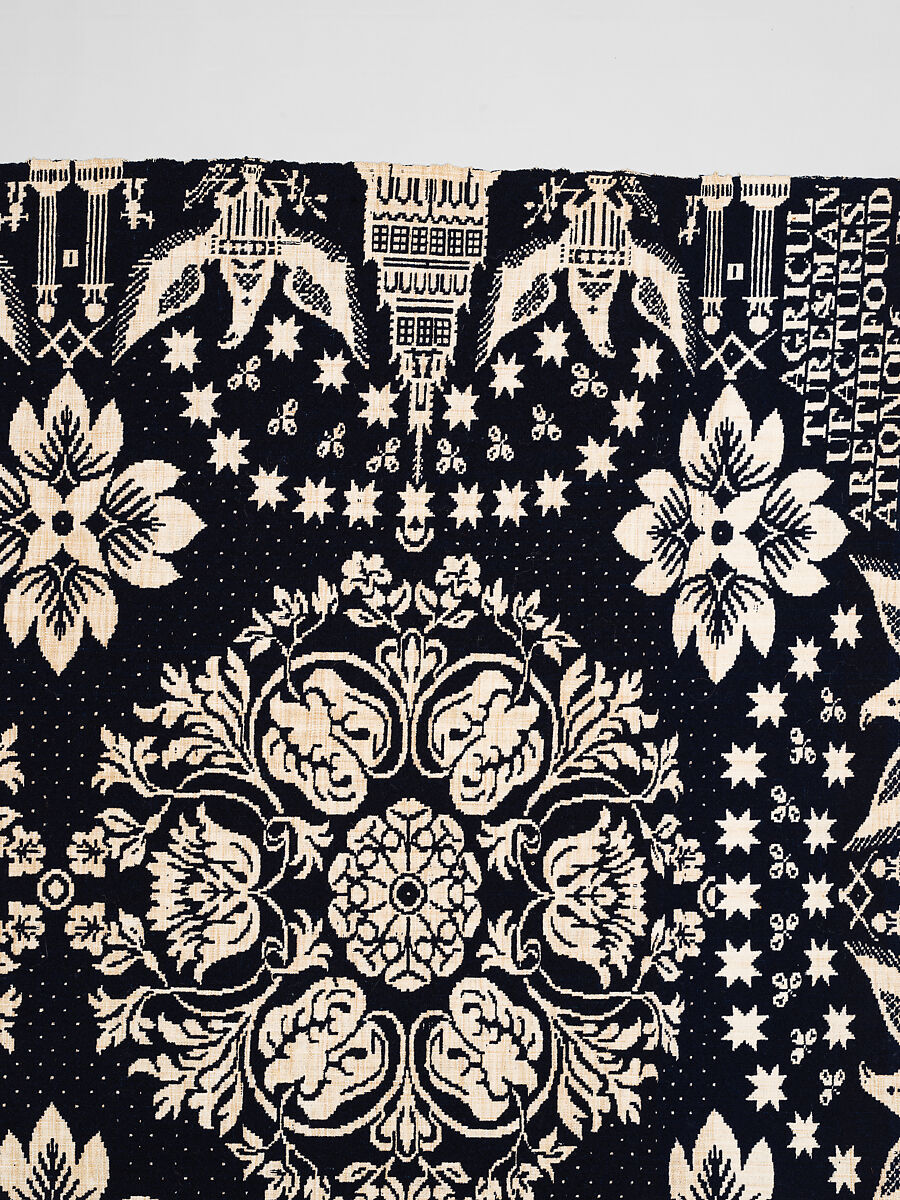 Coverlet, Unknown weaver, Wool and cotton, double cloth, American