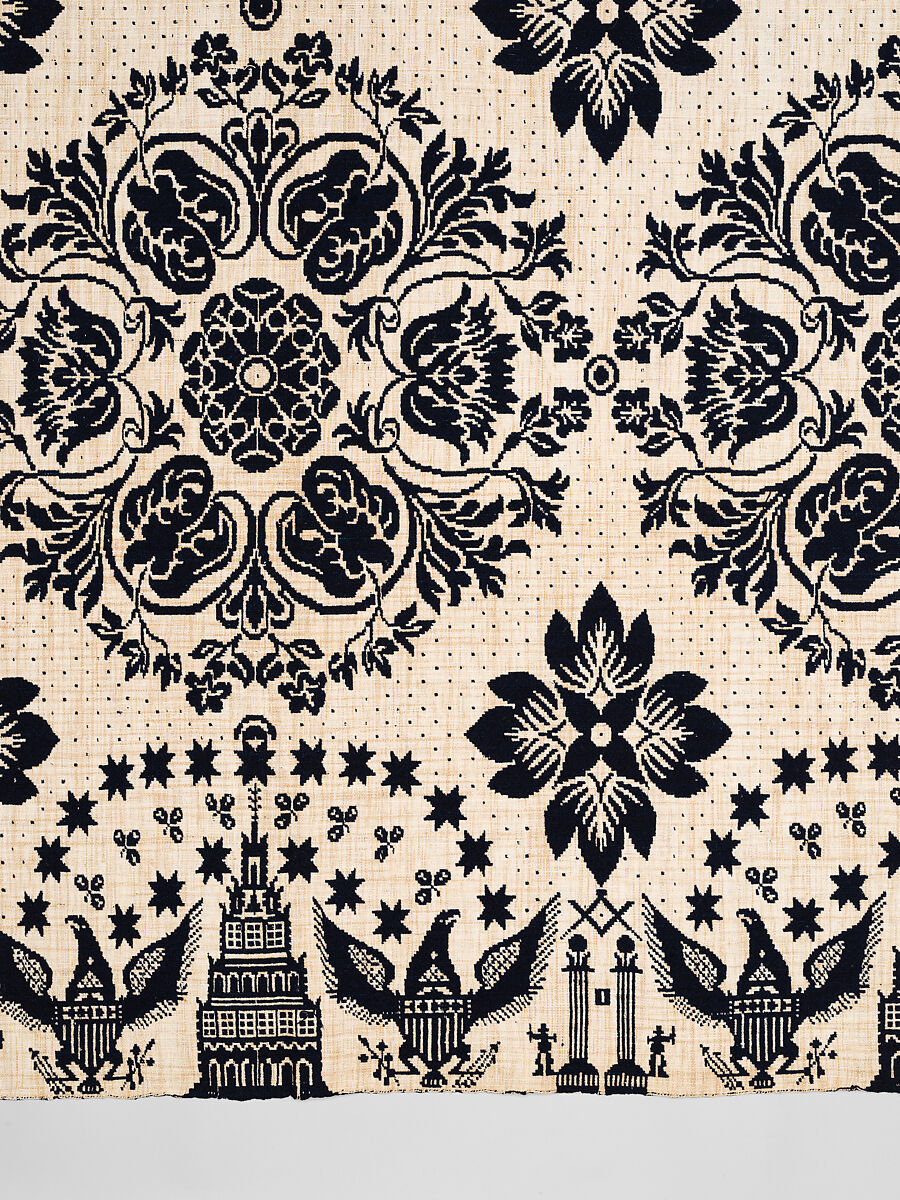 Coverlet, Unknown weaver, Wool and cotton, double cloth, American