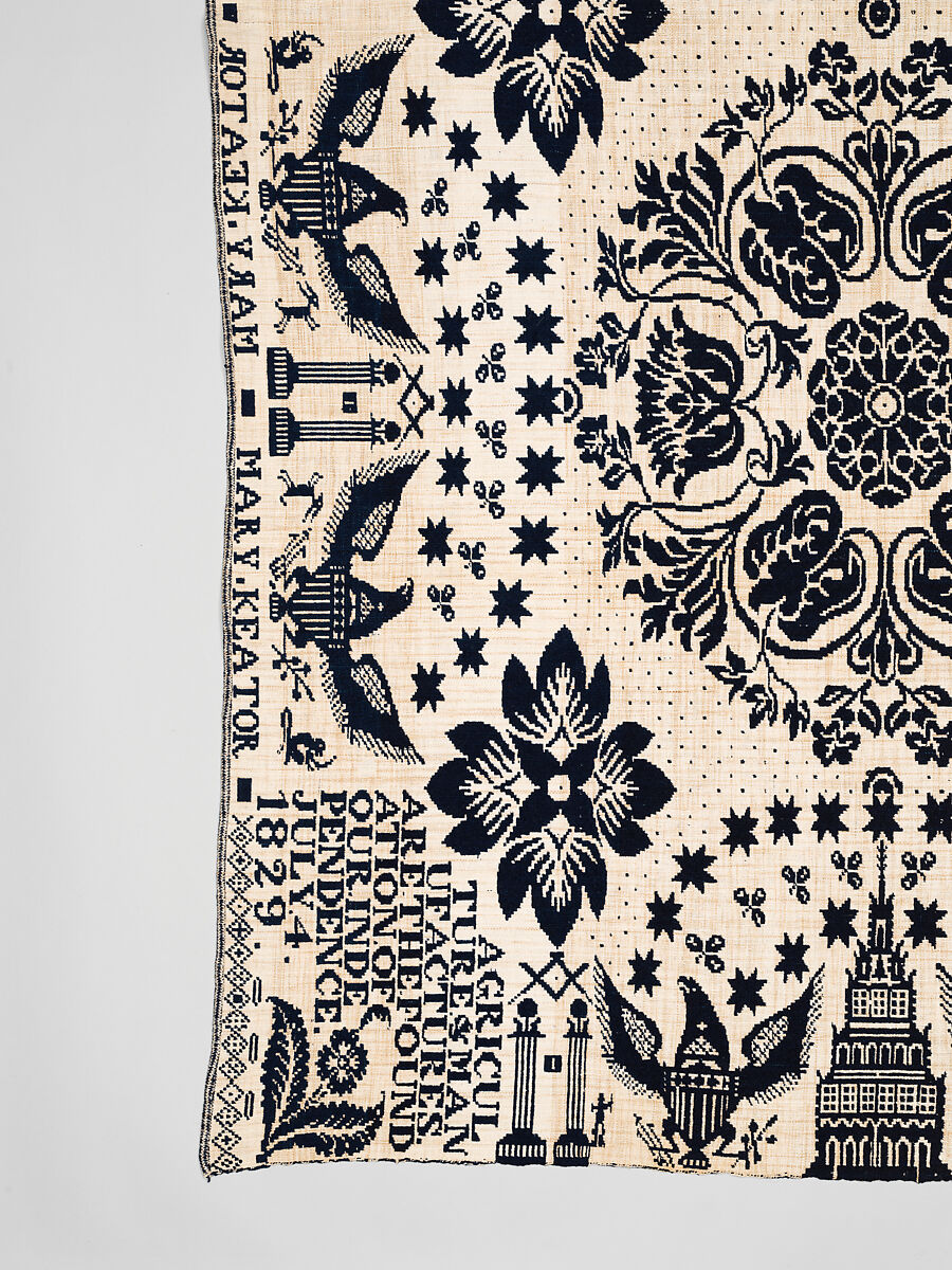 Coverlet, Unknown weaver, Wool and cotton, double cloth, American