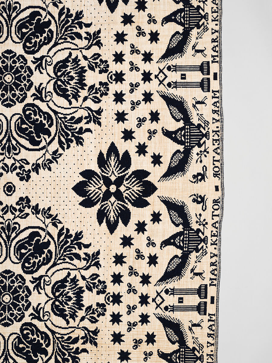 Coverlet, Unknown weaver, Wool and cotton, double cloth, American