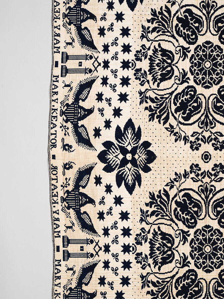 Coverlet, Unknown weaver, Wool and cotton, double cloth, American