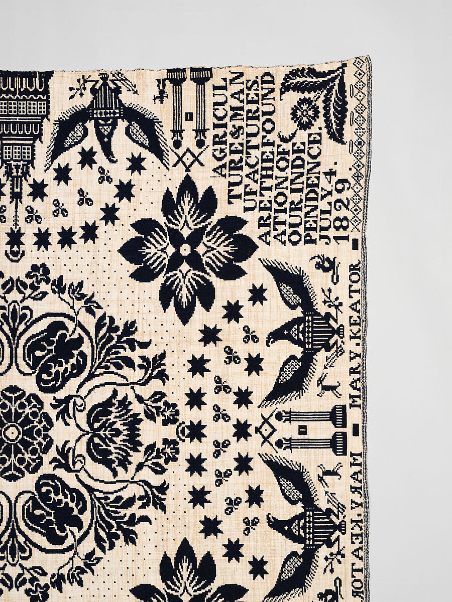 Coverlet, Unknown weaver, Wool and cotton, double cloth, American