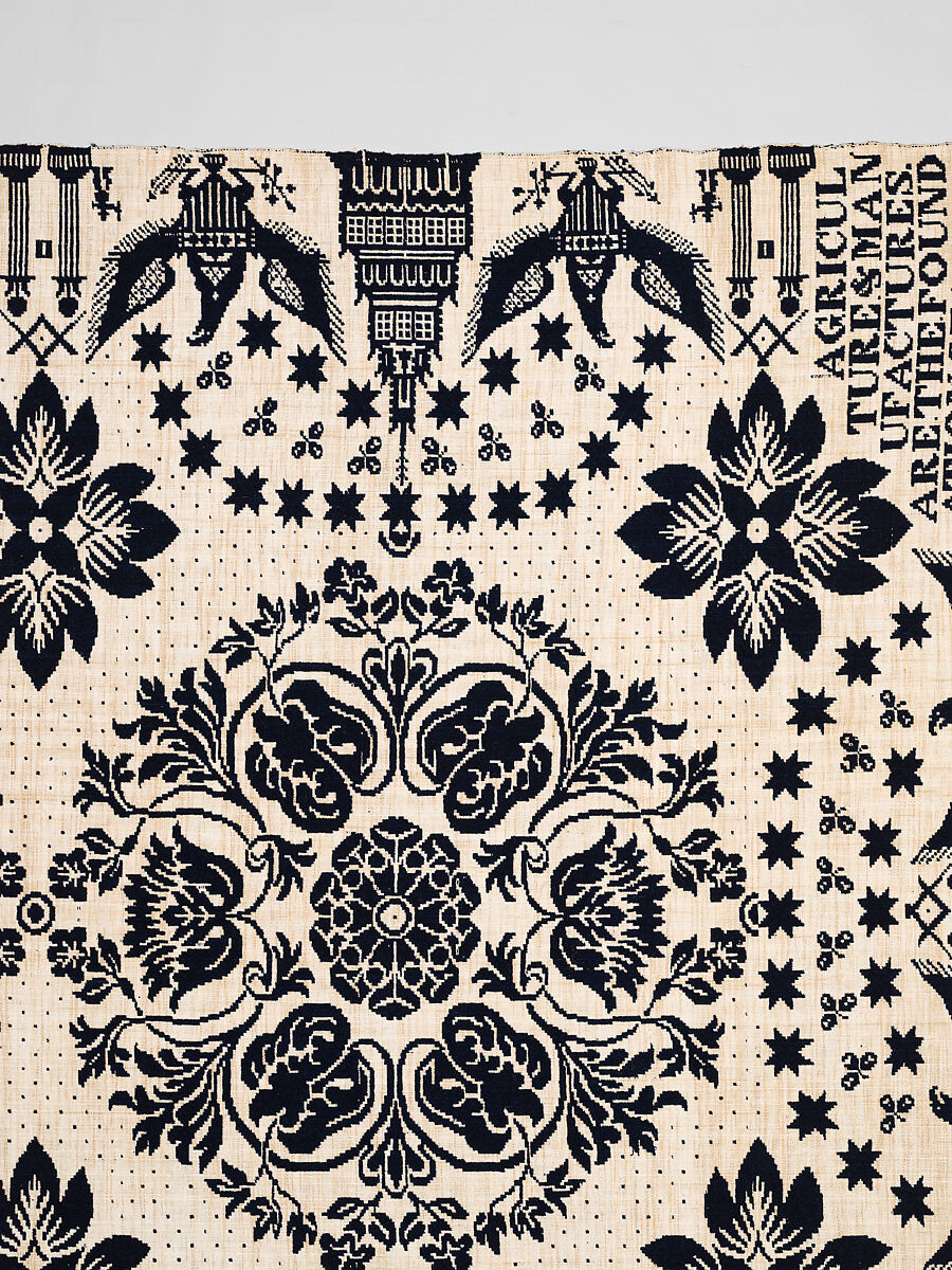 Coverlet, Unknown weaver, Wool and cotton, double cloth, American