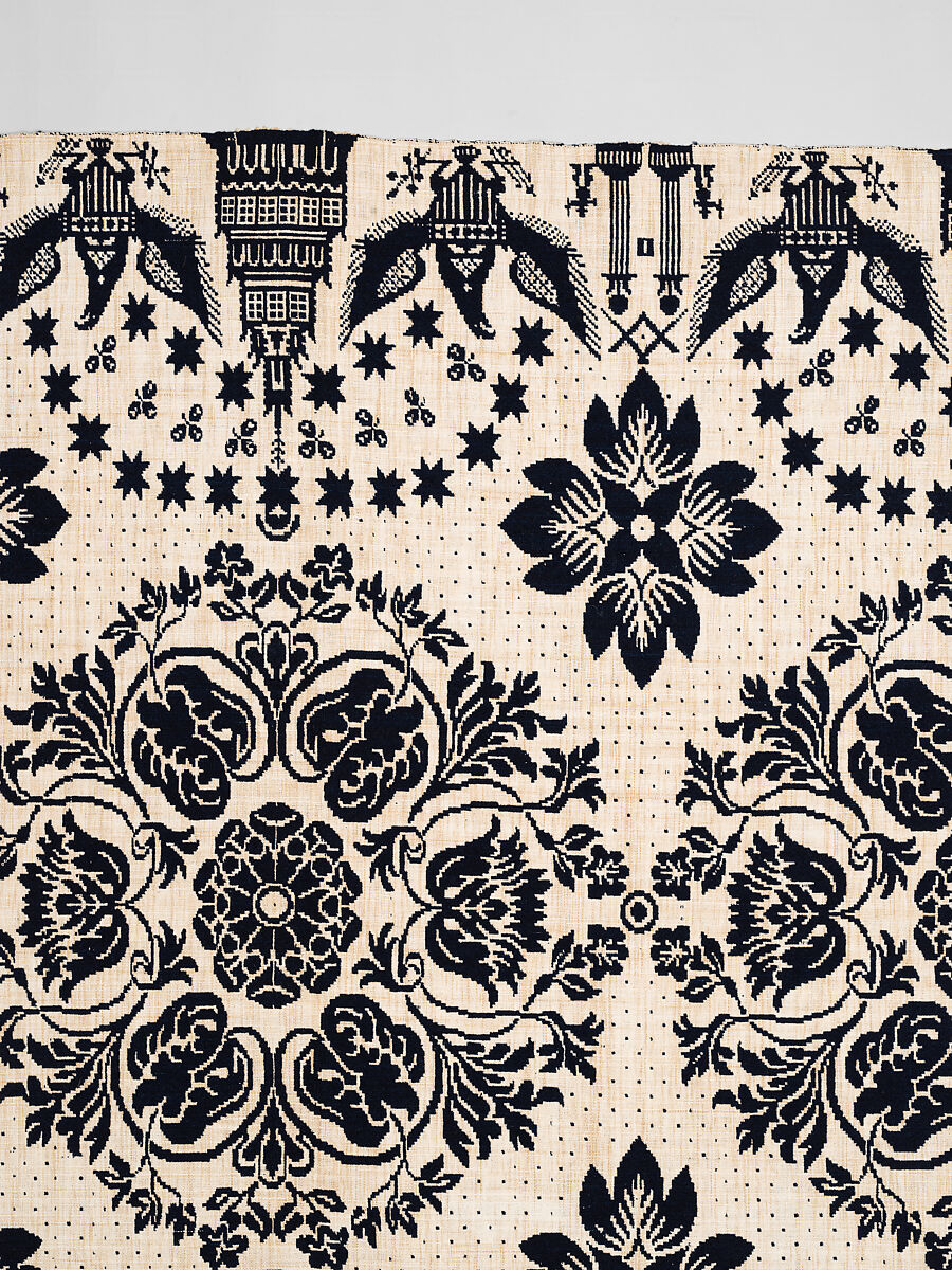 Coverlet, Unknown weaver, Wool and cotton, double cloth, American