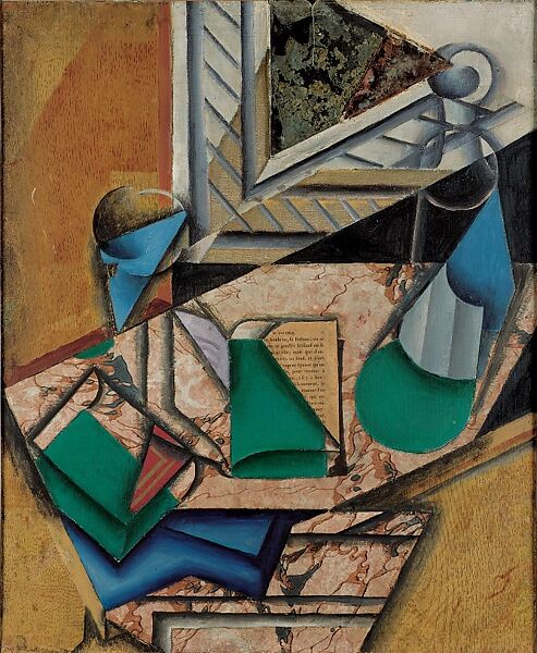 The Marble Console, Juan Gris (Spanish, Madrid 1887–1927 Boulogne-sur-Seine), Oil, collage, and mirrored glass on canvas 