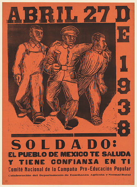 Alfredo Zalce - Poster relating to solidarity, a soldier and two
