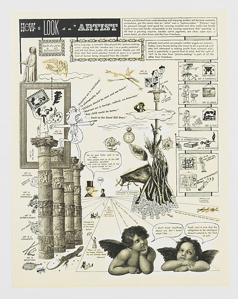 The Art Comics and Satires of Ad Reinhardt, Ad Reinhardt (American, Buffalo, New York 1913–1967 New York), Black oversized envelope with book and portfolio