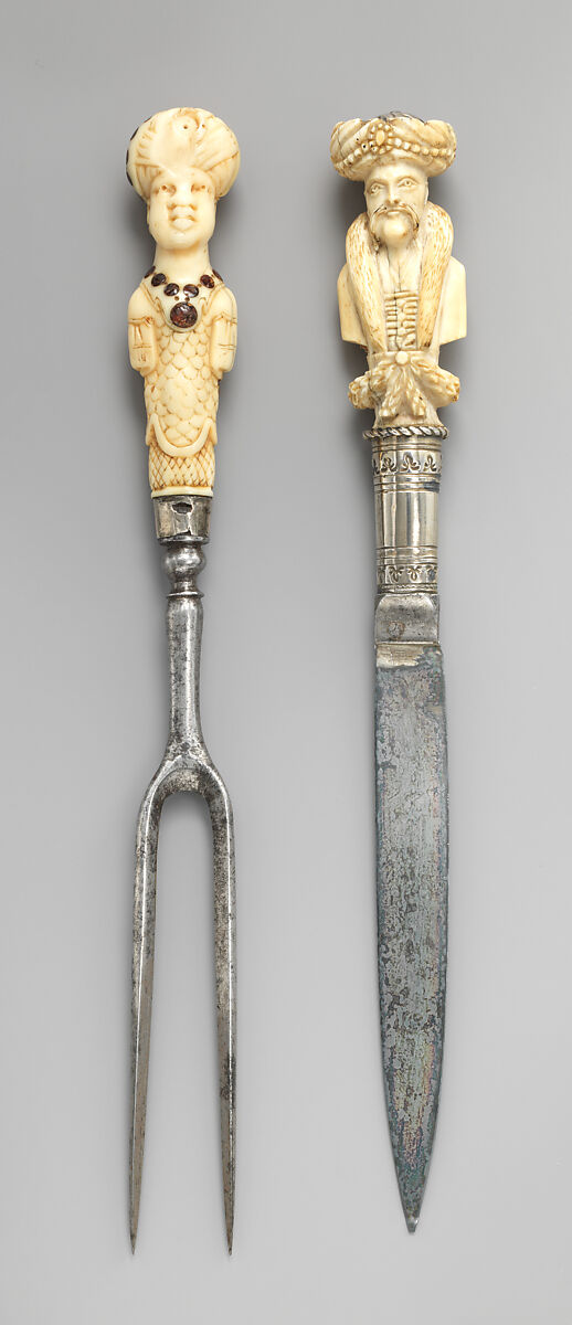 Table knife, Steel, ivory, silver, Southern German