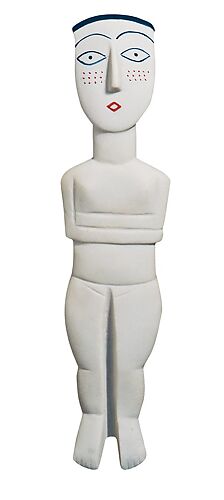 Reconstruction of a marble Cycladic Figure of the Spedos group