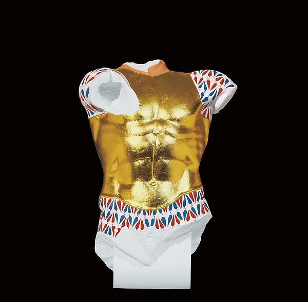 Reconstruction of the so-called Cuirass-Torso from the Athenian Acropolis, Variant B, Vinzenz Brinkmann, Plaster cast, natural pigments in egg tempera, gold foil 