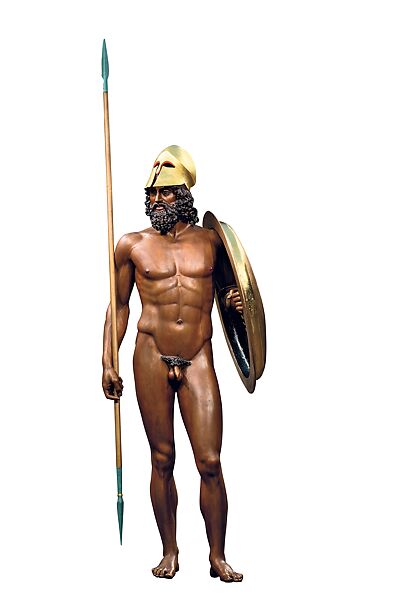 Reconstruction of bronze Riace Warrior A, Vinzenz Brinkmann, Bronze cast 