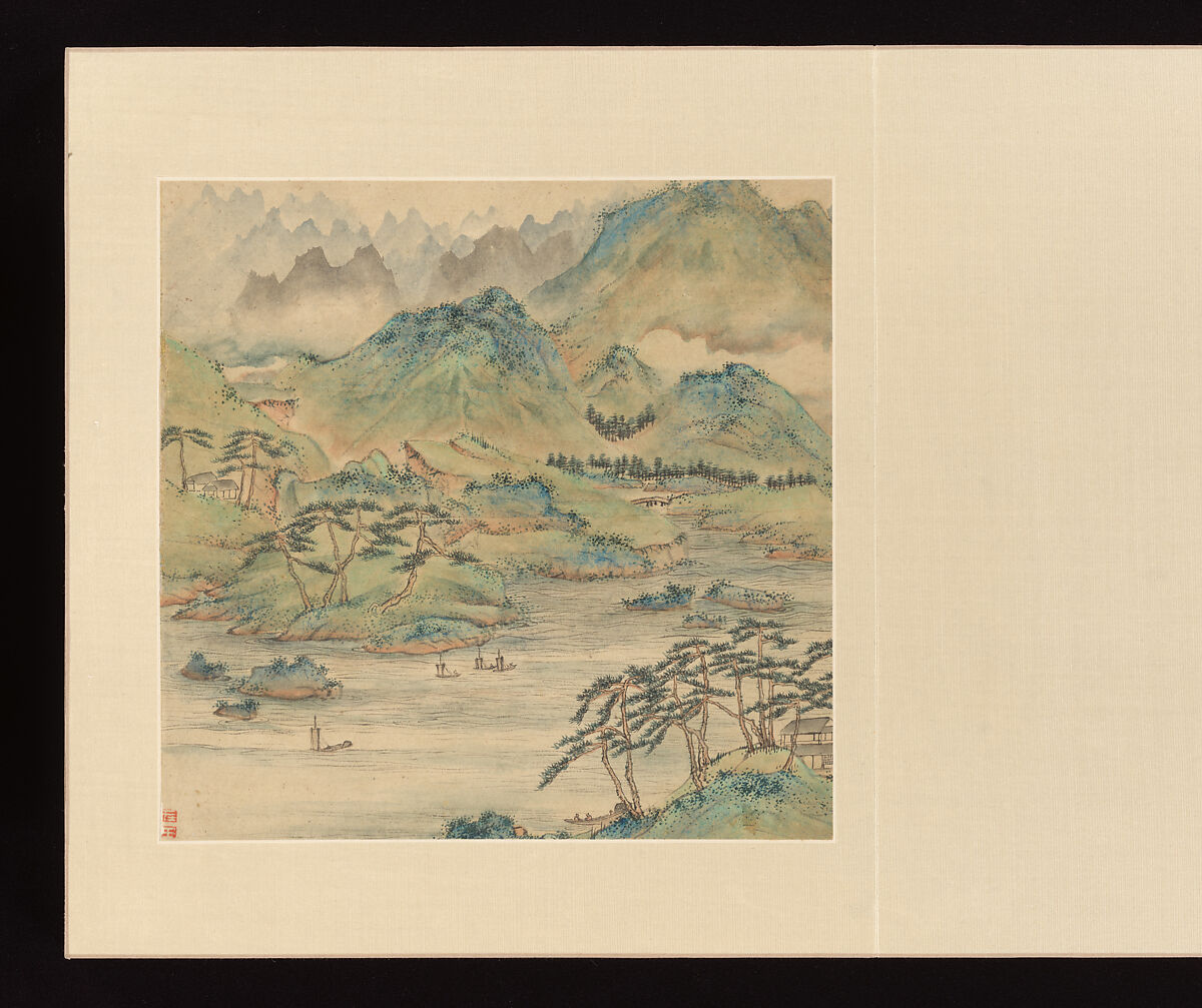 Paintings after old masters, Wu Long (Chinese, active late 17th–early 18th century), Album of fourteen leaves; ink and color on paper, China