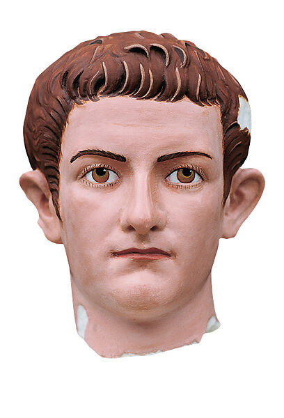 Reconstruction of a marble portrait of the Emperor Gaius Julius Caesar Augustus Germanicus, known as Caligula, Variant B, Vinzenz Brinkmann  German, Synthetic marble cast, natural pigments in egg tempera