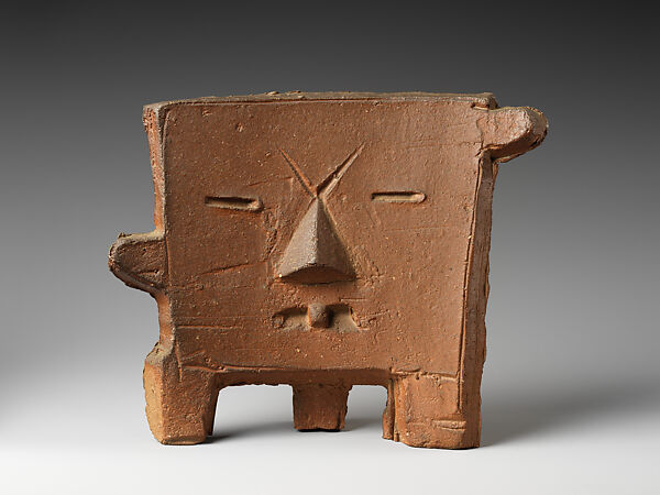 Work (Mask), Isamu Noguchi 野口勇 (American, Los Angeles, California 1904–1988 New York), Unglazed Bizen stoneware, Japan, Imbe 
