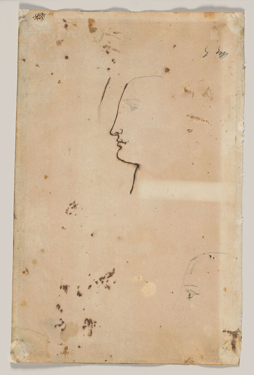 View of Rome (recto); A Woman's Head In Profile (verso), baron François Gérard (French, Rome 1770–1837 Paris), Black chalk, brush and gray wash (recto); pen and iron gall ink (verso)