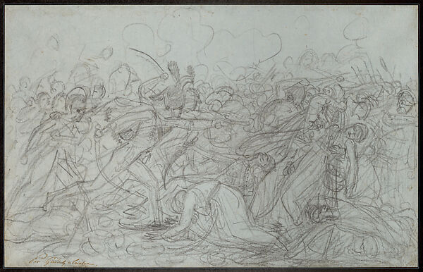 The Revolt at Cairo, Anne Louis Girodet-Trioson  French, Black chalk on white paper