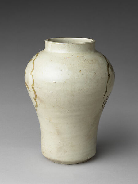 Jar decorated with flowers, Porcelain with underglaze iron-brown design, Korea