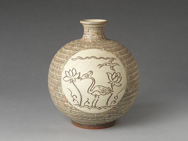 Bottle, Lee Kyu-tak (Korean, born 1961), Stoneware with white slip, Korea