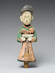Female figures for a funerary bier, Polychrome painted wood, Korea