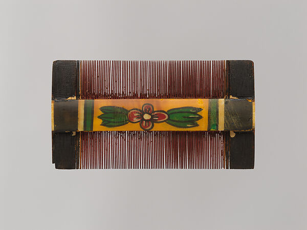 Double-sided comb, Wood, bone, painted ox horn		, Korea