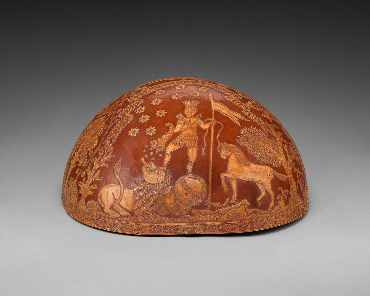 Gourd Bowl Commemorating Independence from Spain, Unknown Artist, Carved tree gourd (Cresentia cujeta), pigment, Mexican (Oaxaca)