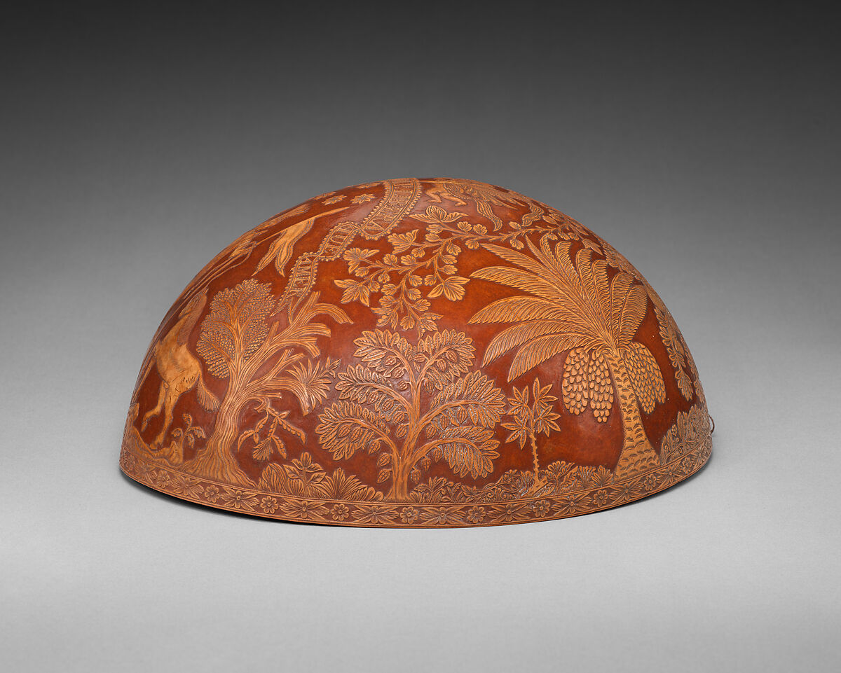 Gourd Bowl Commemorating Independence from Spain, Unknown Artist, Carved tree gourd (Cresentia cujeta), pigment, Mexican (Oaxaca)