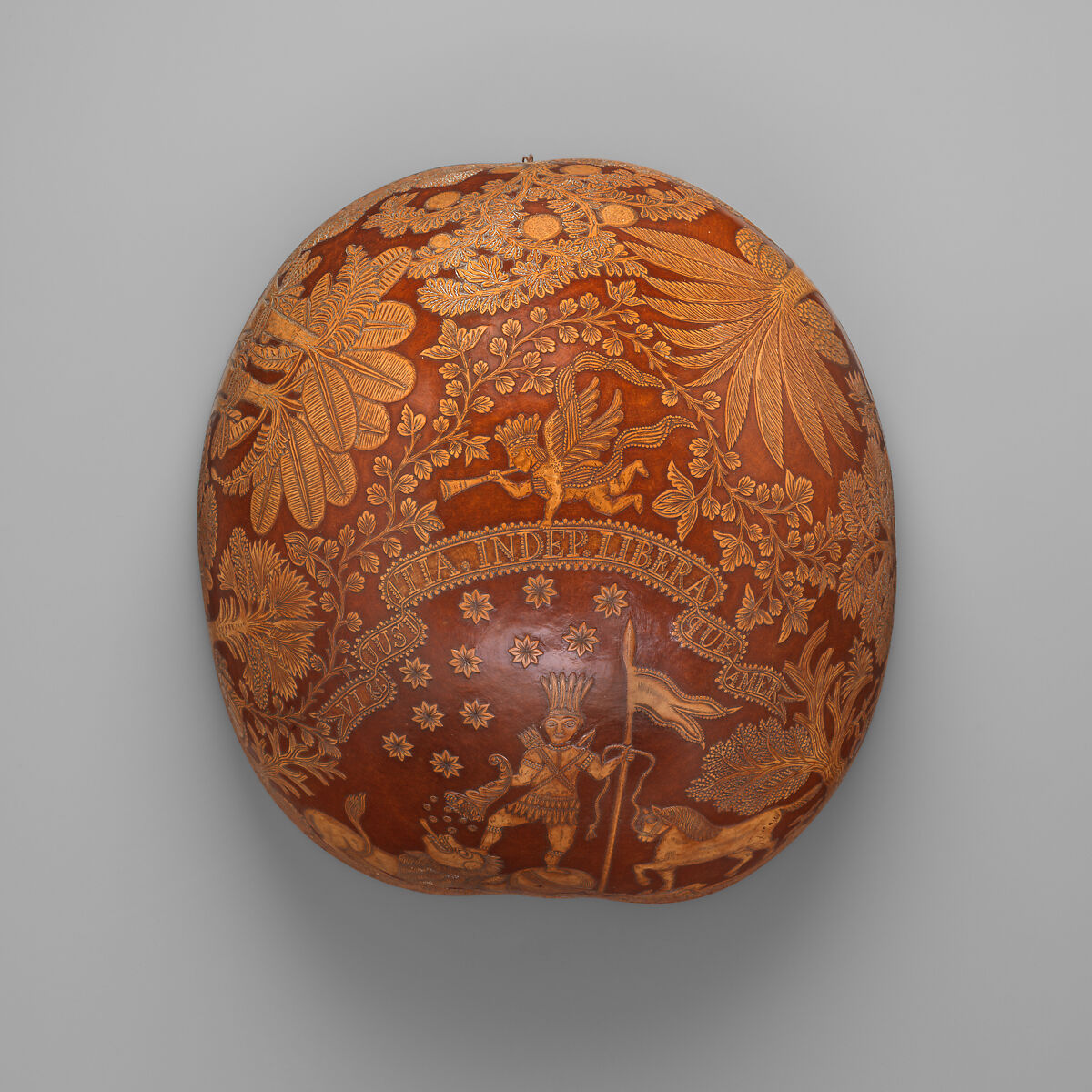 Gourd Bowl Commemorating Independence from Spain, Unknown Artist, Carved tree gourd (Cresentia cujeta), pigment, Mexican (Oaxaca) 