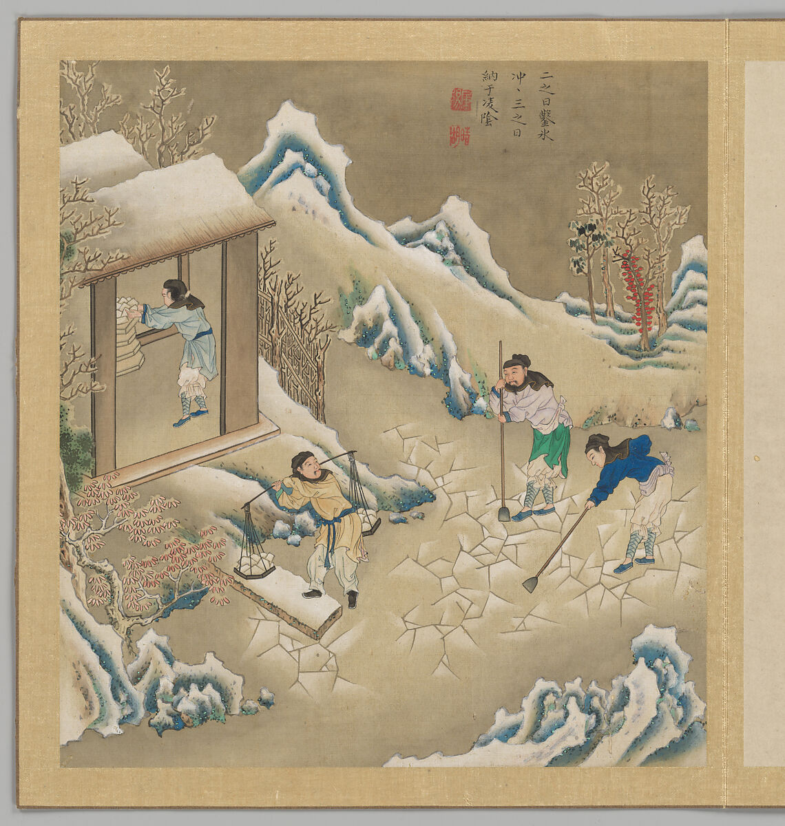 Odes of the State of Bin: The Seventh Month, Fei Qinghu (Fei Zhaoyang) (Chinese, active late 18th--early 19th century), Album of twenty leaves; ink and color on silk, China