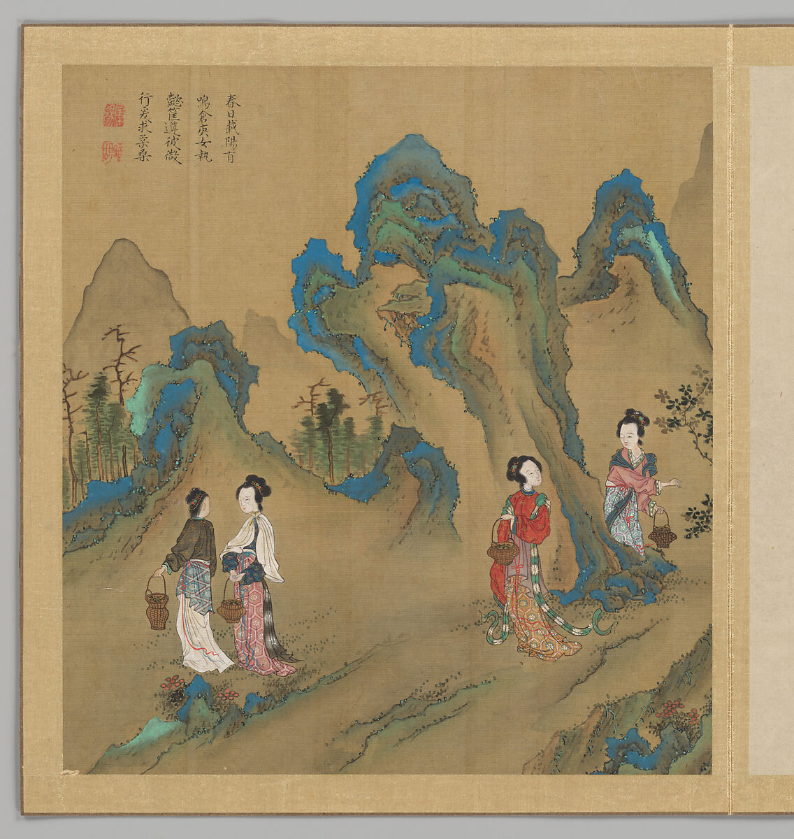 Odes of the State of Bin: The Seventh Month, Fei Qinghu (Fei Zhaoyang) (Chinese, active late 18th--early 19th century), Album of twenty leaves; ink and color on silk, China