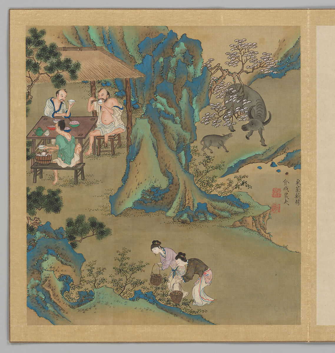 Odes of the State of Bin: The Seventh Month, Fei Qinghu (Fei Zhaoyang) (Chinese, active late 18th--early 19th century), Album of twenty leaves; ink and color on silk, China