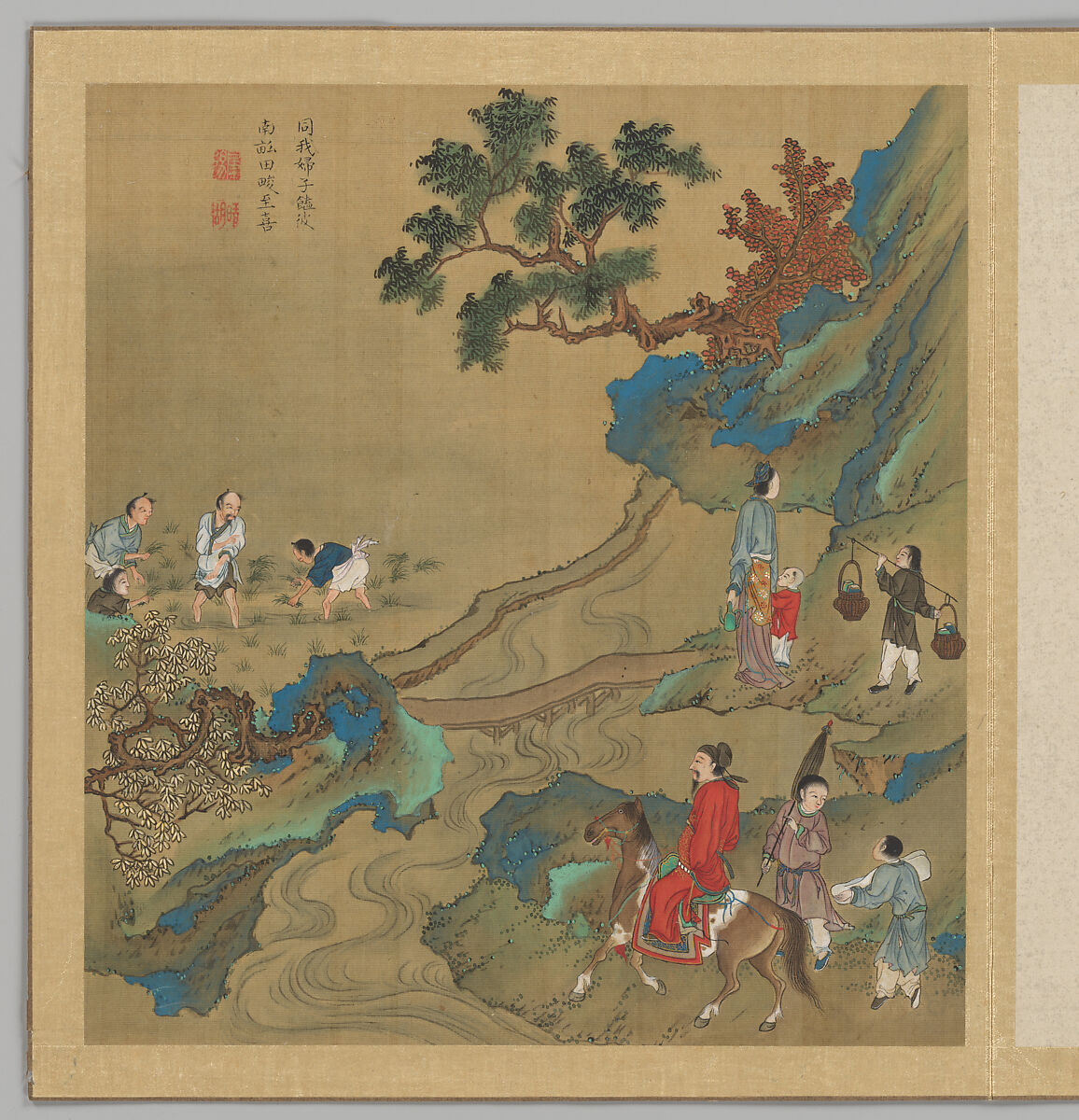 Odes of the State of Bin: The Seventh Month, Fei Qinghu (Fei Zhaoyang) (Chinese, active late 18th--early 19th century), Album of twenty leaves; ink and color on silk, China 