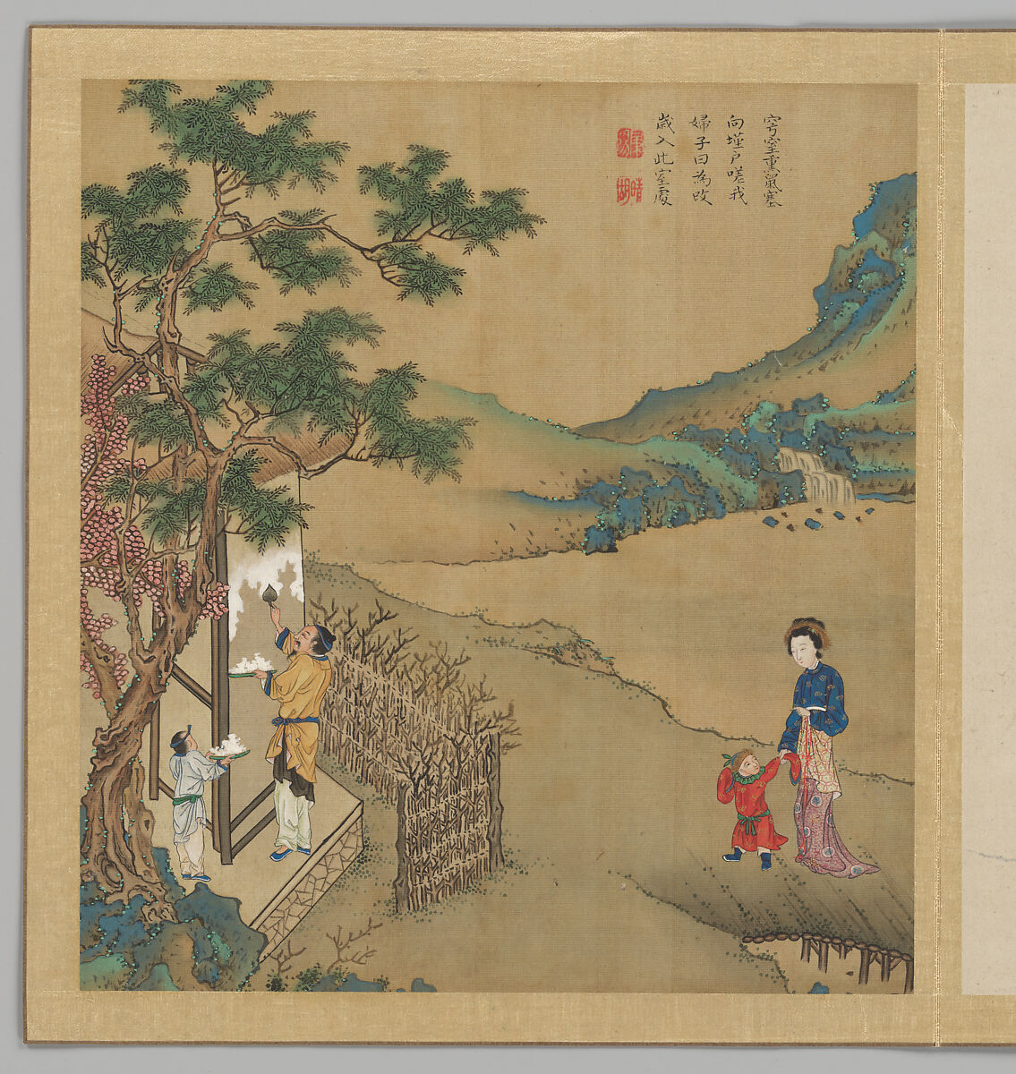 Odes of the State of Bin: The Seventh Month, Fei Qinghu (Fei Zhaoyang) (Chinese, active late 18th--early 19th century), Album of twenty leaves; ink and color on silk, China