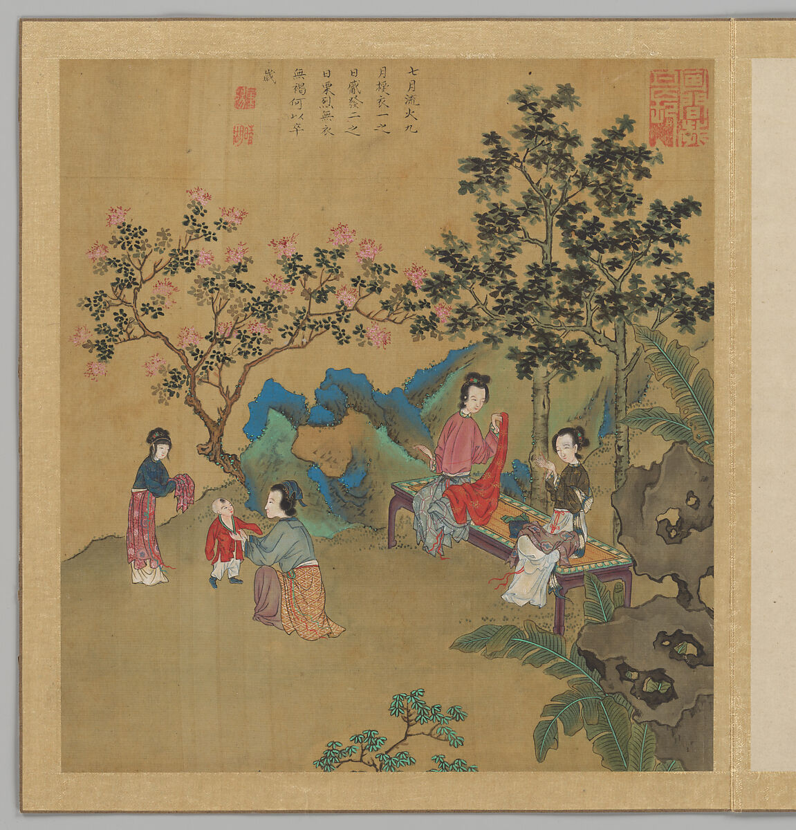 Odes of the State of Bin: The Seventh Month, Fei Qinghu (Fei Zhaoyang) (Chinese, active late 18th--early 19th century), Album of twenty leaves; ink and color on silk, China