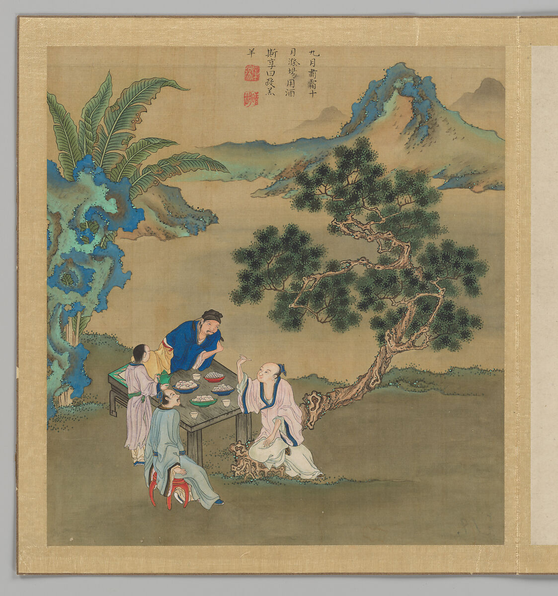 Odes of the State of Bin: The Seventh Month, Fei Qinghu (Fei Zhaoyang) (Chinese, active late 18th--early 19th century), Album of twenty leaves; ink and color on silk, China