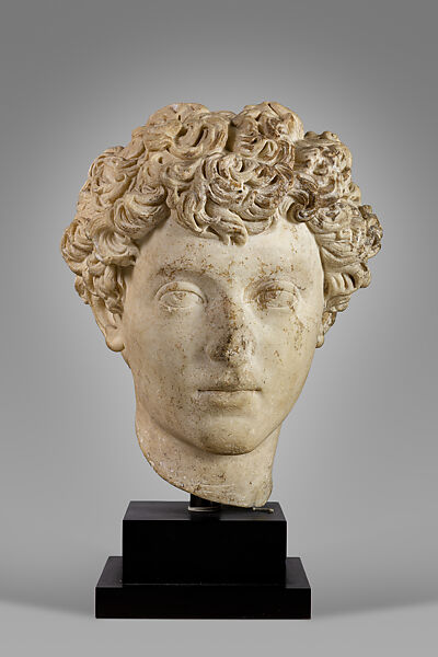 Marble head of the youthful Marcus Aurelius, Marble, Roman 