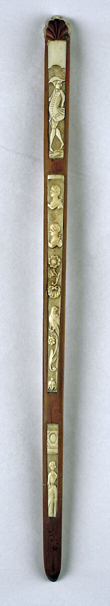 Busk, wood, shell, horn, Italian